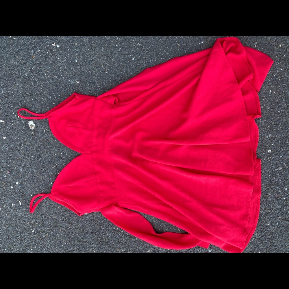 Red v neck dress